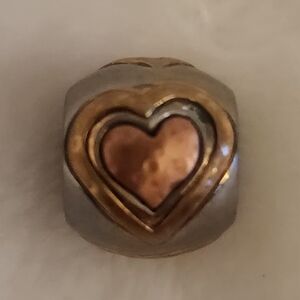 Three toned heart Brighton Charm silver, rose gold,&gold